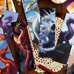 30张龙书签学生老师阅读书页书籍标注纸质卡片装饰书本笔记本DIY