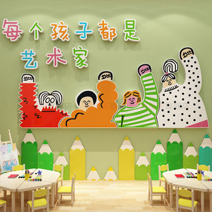 幼儿园环创主题成品托管班文化墙面装饰画室美术教室环境布置材料