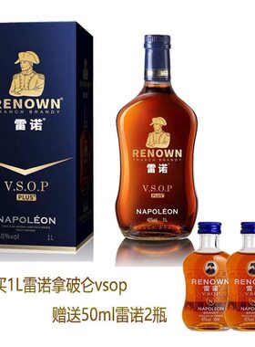 洋酒雷诺vsop拿破仑白兰地40度1L礼盒装1瓶整箱团购批发聚餐送礼