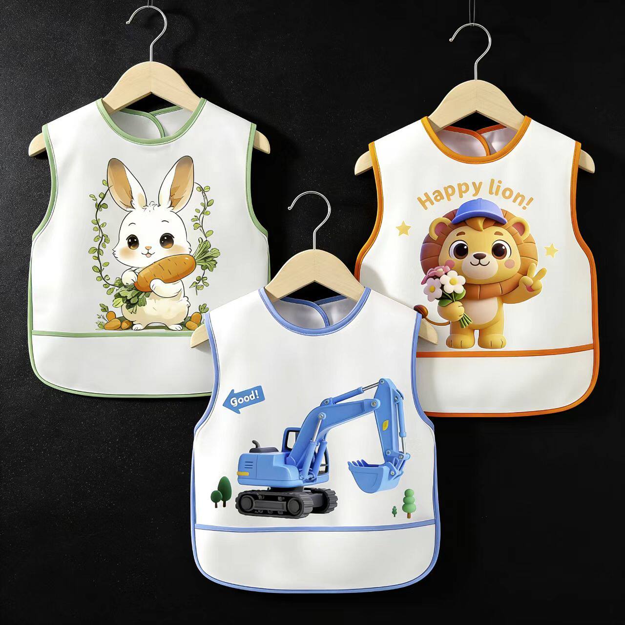 宝宝吃饭的围兜儿童3岁以上幼儿园罩衣夏季婴儿辅食无袖饭兜防水