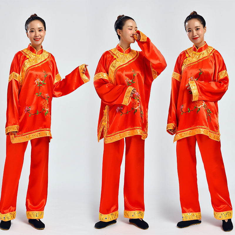 新品秧歌服演出服2018新u款女成人中老年广场舞服装套装加肥加大