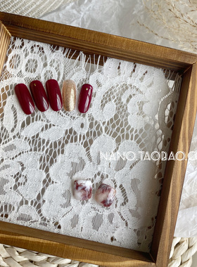 极速日式复古做旧实木蕾丝相框美甲拍照道M具展示背景家居摆台饰