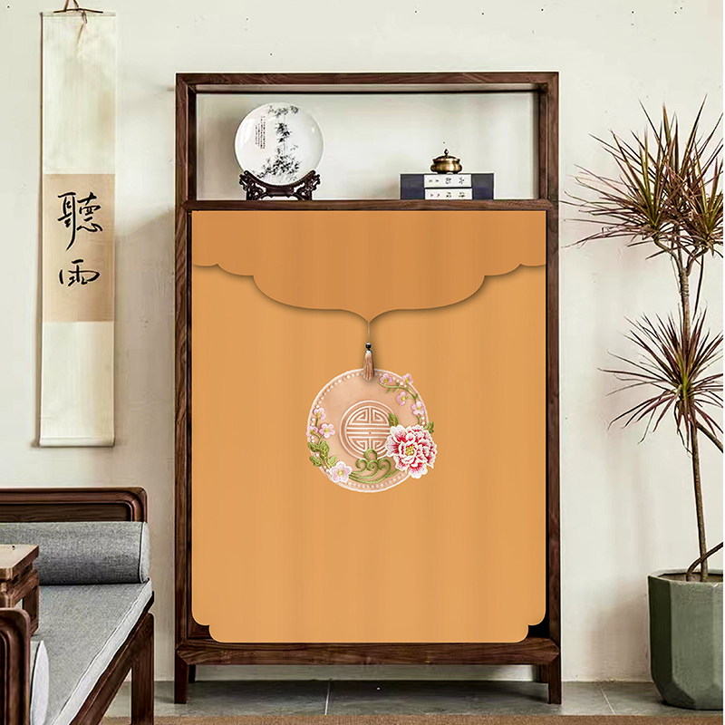 极速新中式佛g龛遮挡帘家用免打孔供桌佛帘子柜子门帘菩萨佛像隔