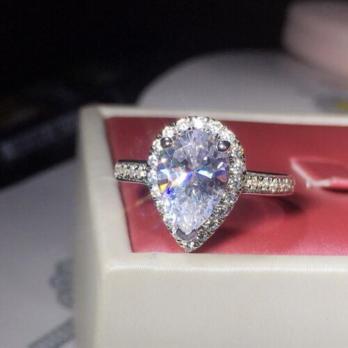 极速TR1051   luxuriousr Style 3 Carat sona Gem Pear Cut Enga