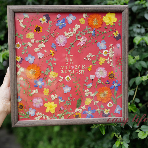 极速押花真花花朵压花实木画框 软装客厅植物O装饰画 新婚定制小