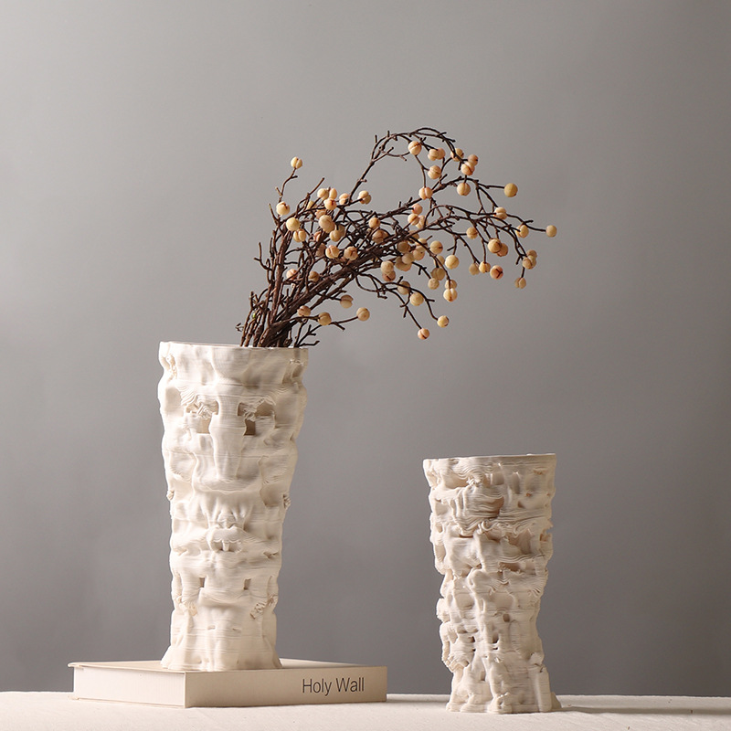 极速创意3D打印k陶瓷花瓶现代简约插干花装饰品样板房岩洞石头造