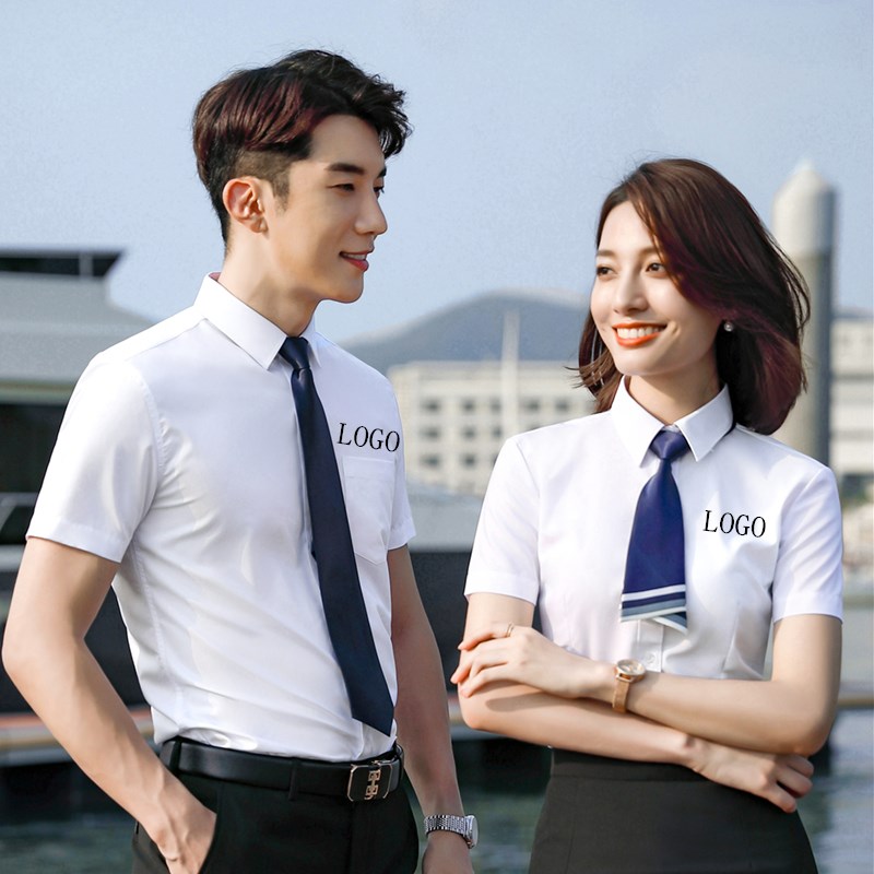 极速短袖衬衫男女职业装正装公司B制服商务工作装工装衬衣刺绣定