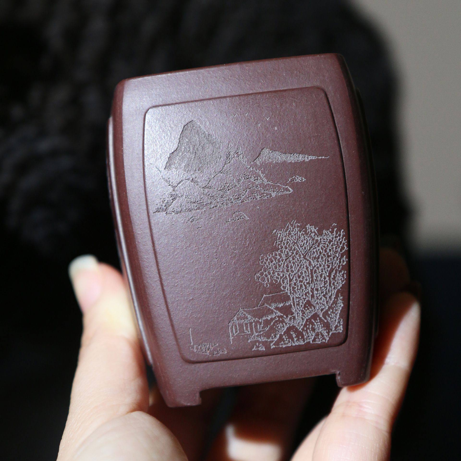 宜兴紫砂精品花盆微型盆景盆手掌盆绿植多肉花盆古典四方刻字刻绘,家居饰品,花盆,淘宝优惠券,粉丝福利购,淘宝优惠卷