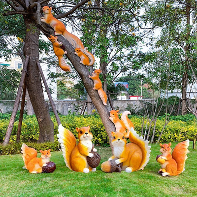 仿真松鼠摆件户外动物雕塑园林景观小品庭院树上挂件小区草坪摆件