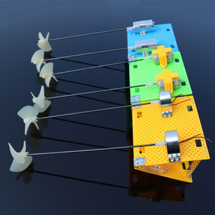 DIY遥控船体套件包 船模套件 双电机动力正反螺旋桨 手工材料组装