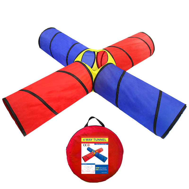 儿童四通道投篮球池爬行隧道 儿童过家家游戏屋 互动游戏隧道帐篷