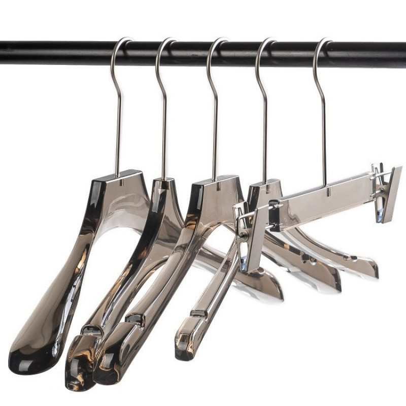 烟灰色彷亚克力衣架透明水晶衣服挂服装店V衣架子设计衣撑