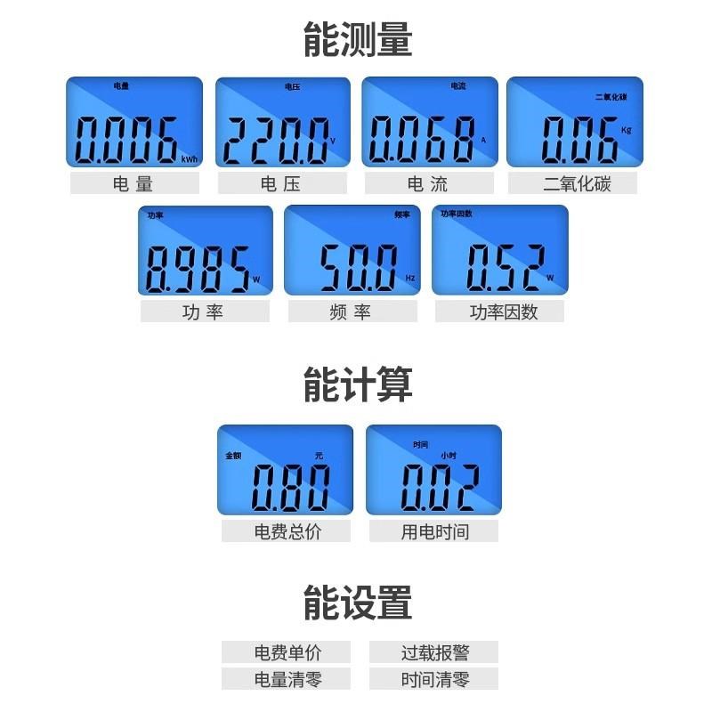 电量计量插座功率测用电量监测显示空调M功耗测试仪计度器精选