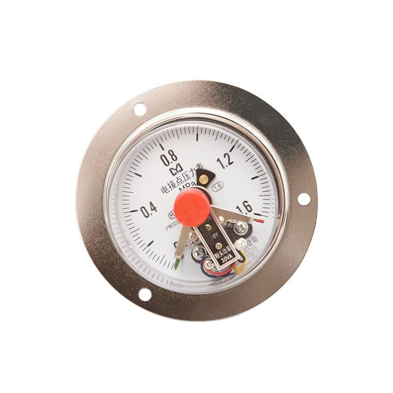 YXC100ZT轴向带边电接点压力表0-D1.6Mpa 上下限控制压力表油压表