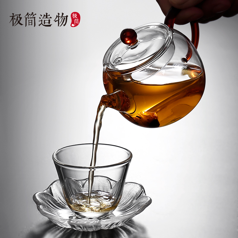 顶珠玻璃小壶迷你泡茶壶小号功夫茶E具一人用单壶迷你红茶泡彩把
