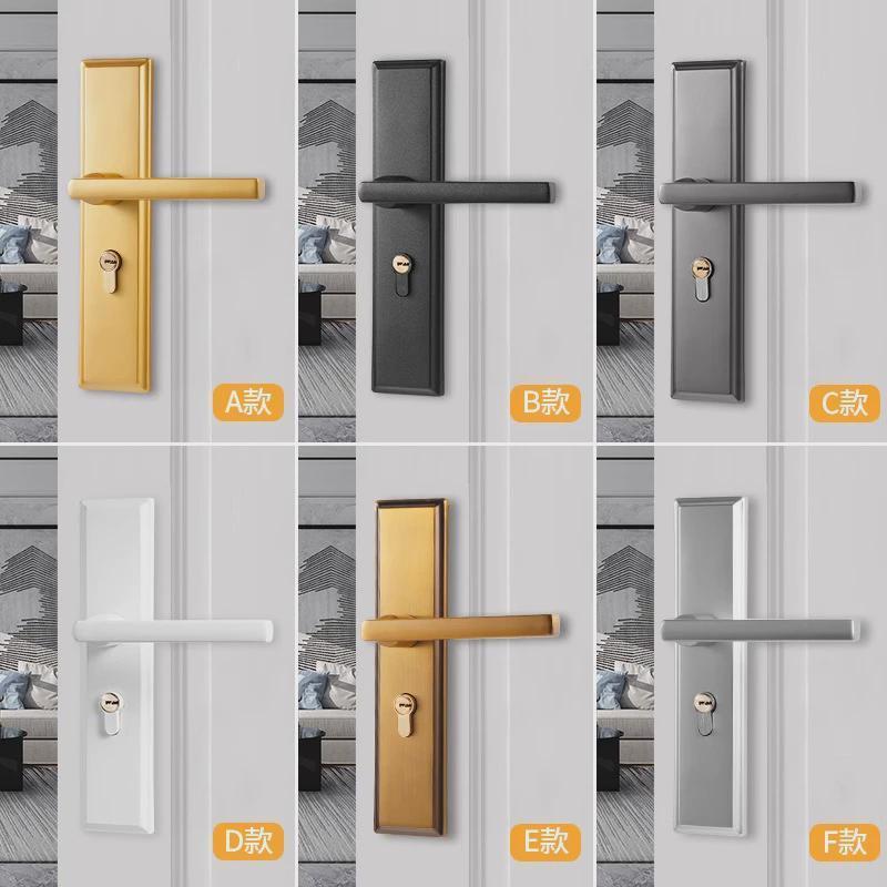 黑灰色卧室不锈钢门锁家用房间实木门老式加厚大50双舌专用换锁具