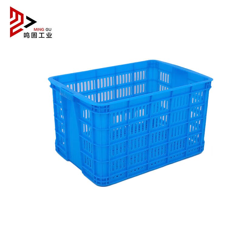 鸣固加厚蓝色塑料筐周转筐快递物流框592筐外600*4U30*350mm