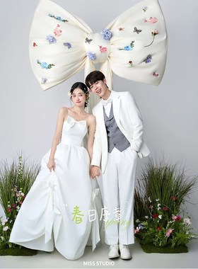 春日刺绣花朵蝴蝶结 大型影楼写真D拍照道具摄影网红装饰38女神节