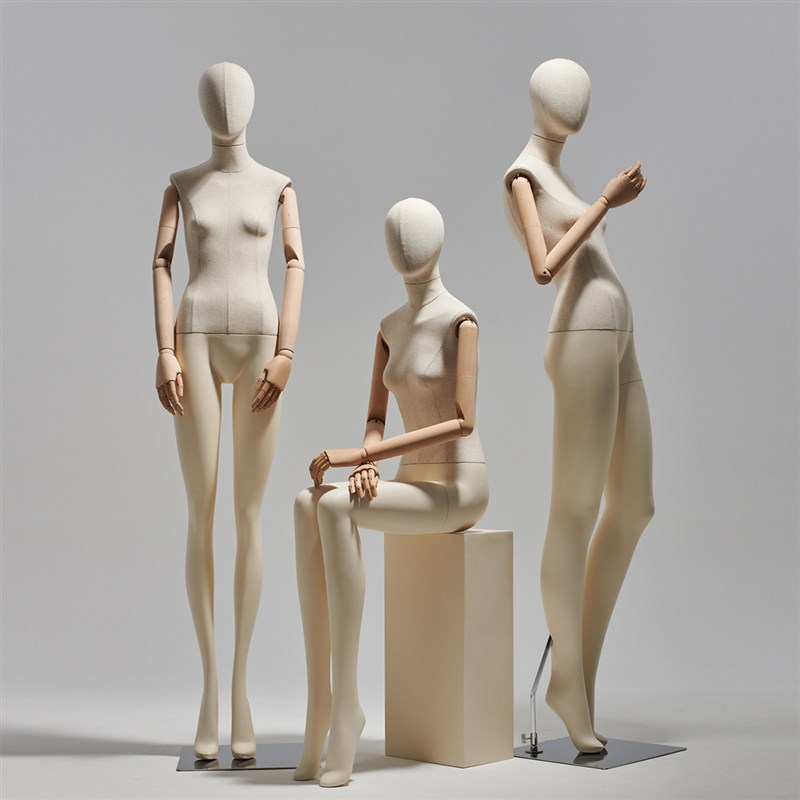 少女服装店橱窗假人偶体t锁骨全身包布实木手模特道具女展示架