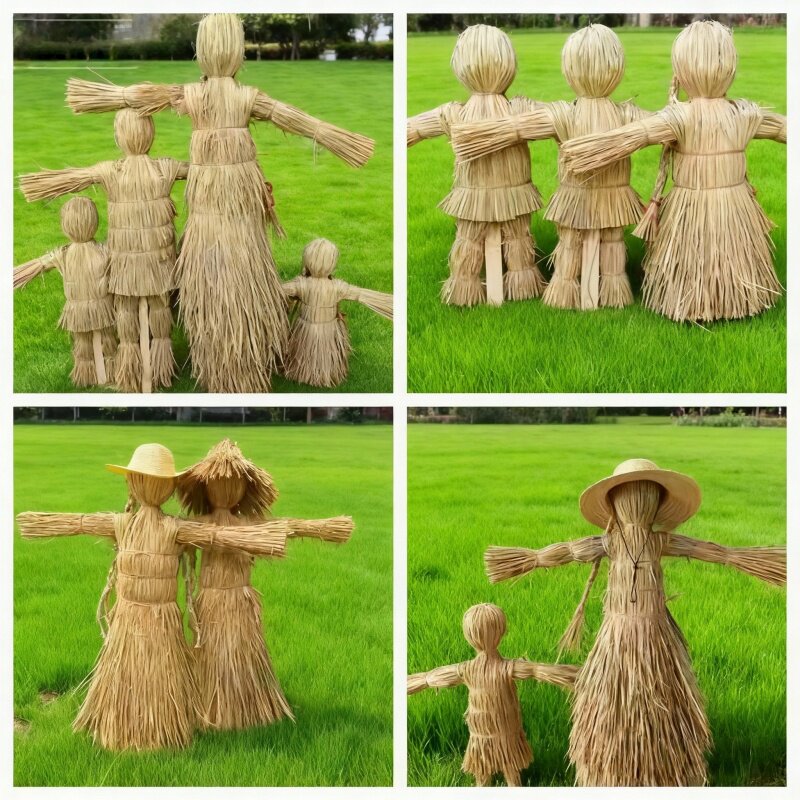 稻草人手工编织户外场景布置