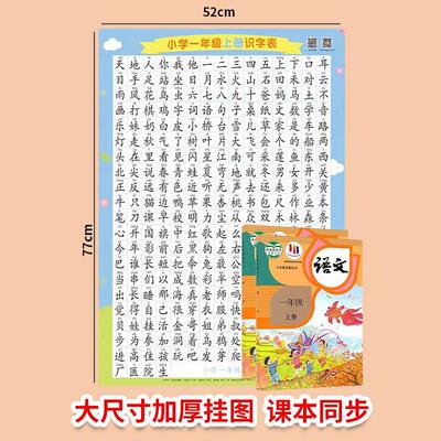 小学生一年级语文上册下册认字生字识字表挂图幼儿园卡片学习墙贴