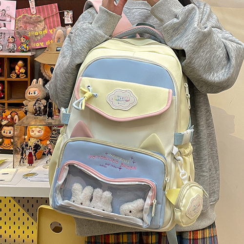 小清新书包女初中生大容量透明痛包双肩包可爱高中大学生旅行背包