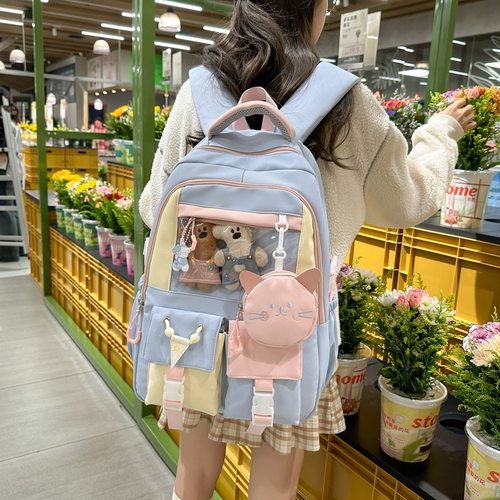 书包ins高颜值大容量透明痛包可爱初中生电脑背包高中生双肩包潮