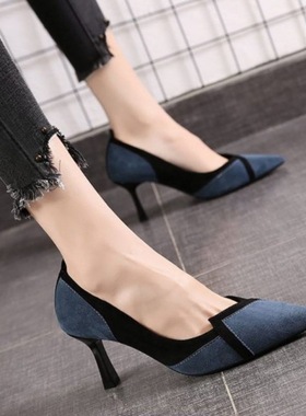 new women's shoes black high heels women's wild stil新款2025