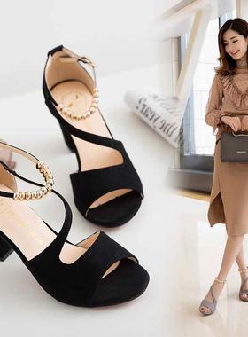 夏季高跟凉鞋一字扣女鞋 Summer High Heels Sandals Women shoes