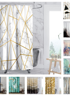 Modern Art Style Marble Luxury Shower Curtain Waterproof Hom