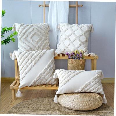 Premium Tufted Sofa Cushion Cover with Tassel Bohemian Handm