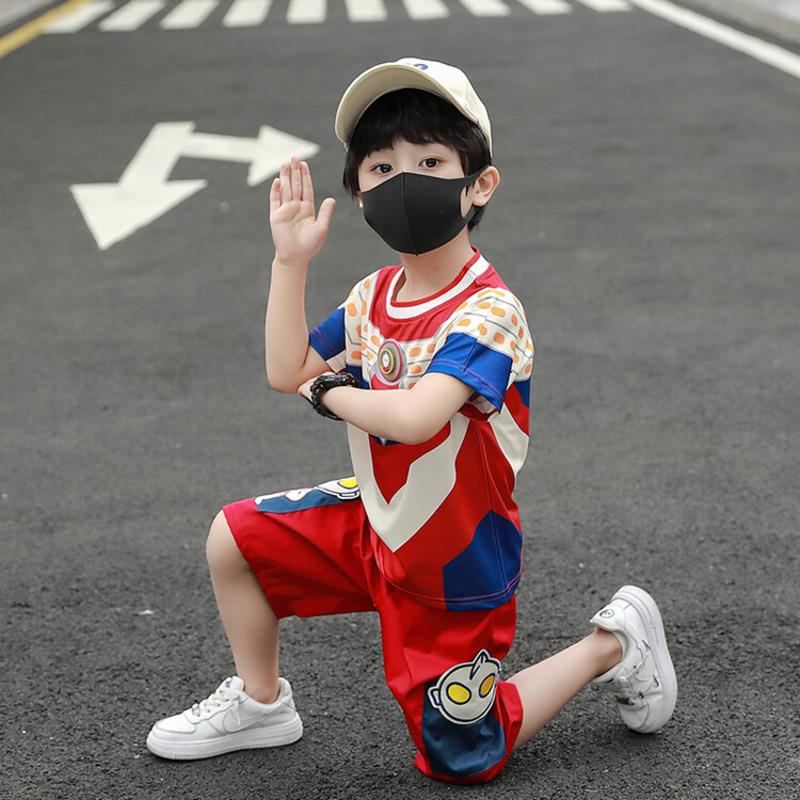 法国奥特曼衣服男童夏装运动短袖套装夏季2025宝宝薄款时髦两件套