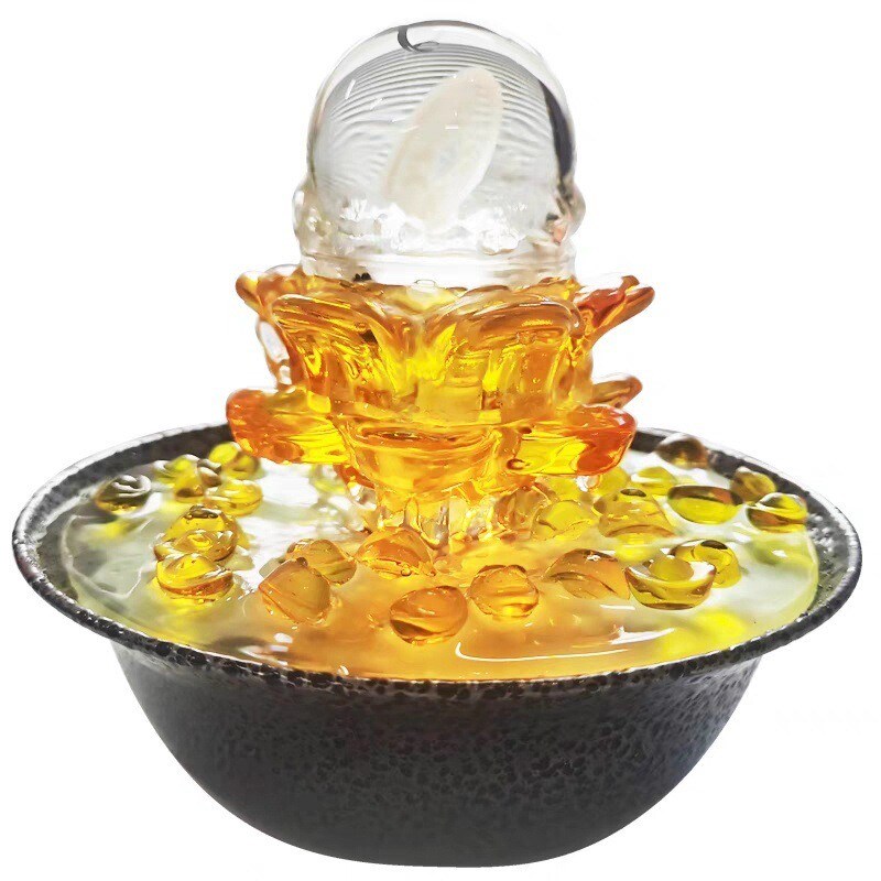 财源滚滚送礼流水摆件招财进宝元宝创意摆件聚宝盆流Y水摆件新中