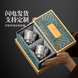 鎏银茶杯高档家用k中式银杯主人杯陶瓷功夫茶具品茗杯个人喝茶专