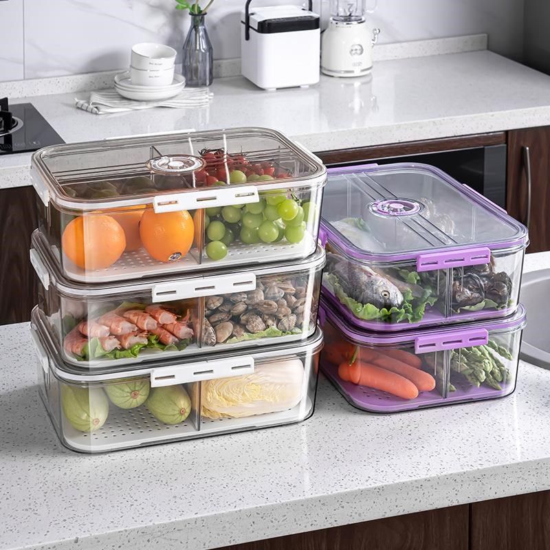 冰箱收纳盒 pet塑料整理u分类瓜果蔬菜冷冻加厚大容量分格保鲜盒,餐饮具,保鲜盒,淘宝优惠券,粉丝福利购,淘宝优惠卷