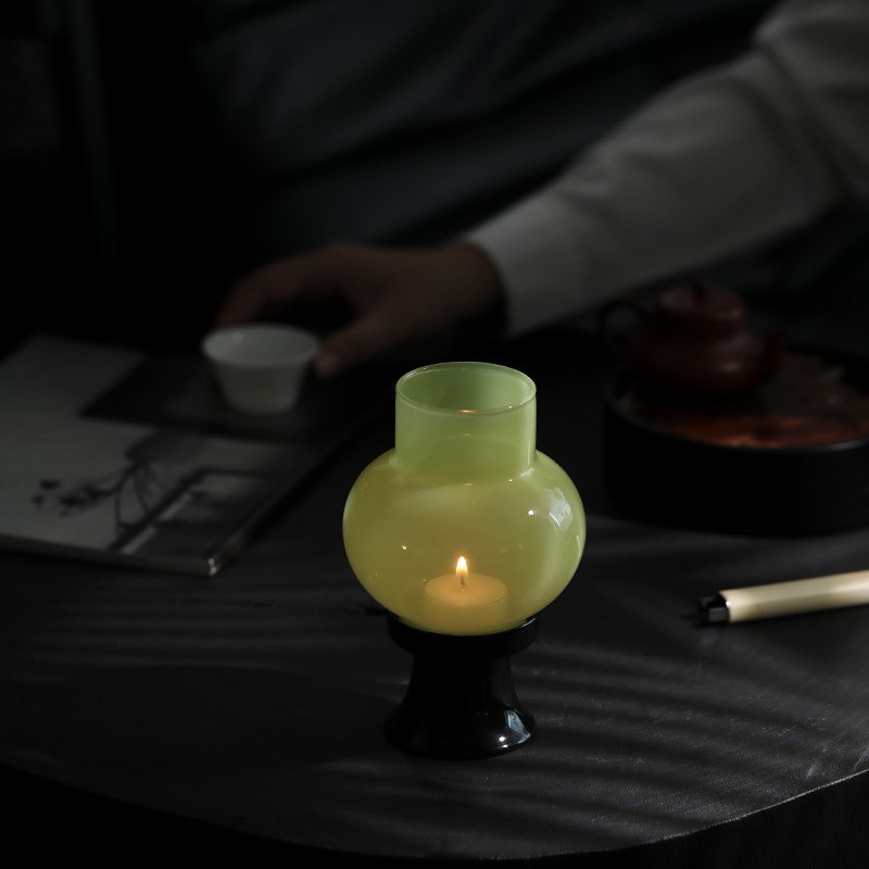 益干茶会古风家居香烛烛台中国禅F宗古董灯罩装饰茶室环境光