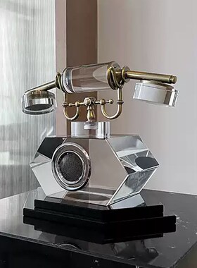 轻奢美式复古水晶电话机摆件样板房售楼处别N墅会所民国风软装饰