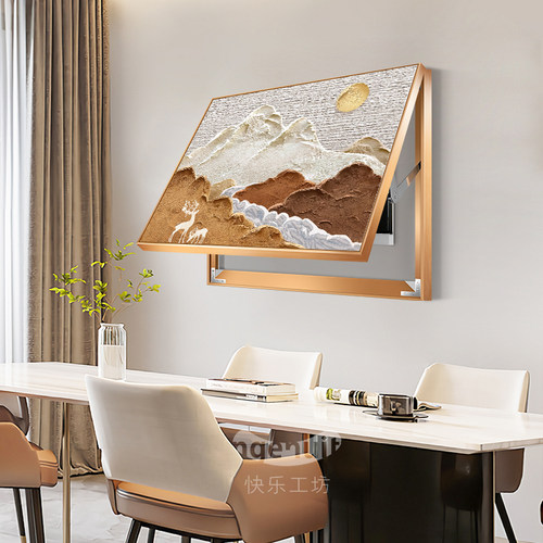 网红表箱装e电饰画代约餐厅电电闸电表盒遮挡壁画挂抽象肌理配简