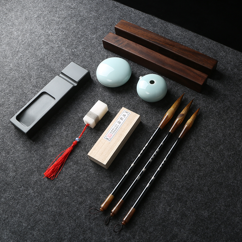 徽州文房四宝套装歙砚笔墨纸砚套装成人书O法用品毛笔砚台礼盒
