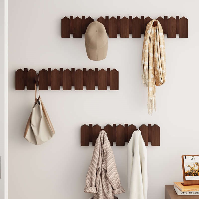 钢琴键实木挂衣钩j进门玄关墙壁挂衣钩强力粘胶免打孔衣帽承重挂