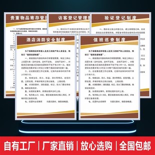 酒店宾馆管理制度l 酒店消防安全标识牌民宿来客登记上墙旅客住宿