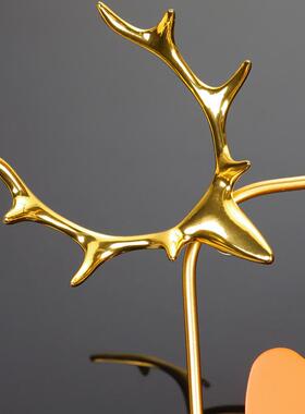 客厅钟表时钟简约挂钟家用创意装B饰时尚北欧轻奢挂墙现代个性鹿