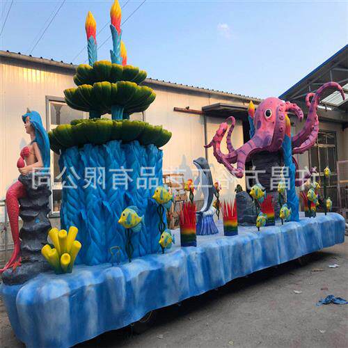 巡游花车租赁马车景区电动巡游花车动物玻璃钢卡通雕塑花车出租