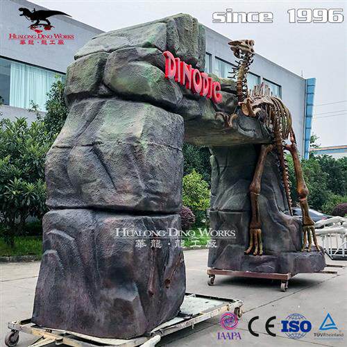 大型仿真恐龙化石骨架造型主题景区恐龙乐园大门恐龙动物拱门摆件