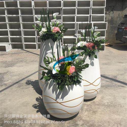 商场玻璃钢花盆户外落地花钵酒店装饰组合园林景观种植大花瓶园艺