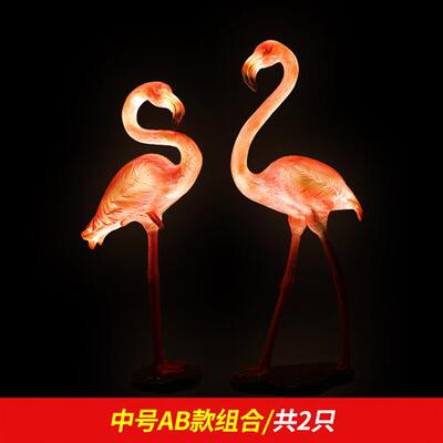 树脂工艺品户外园林景观装饰品玻璃钢雕塑发光动物火烈鸟摆件彩灯