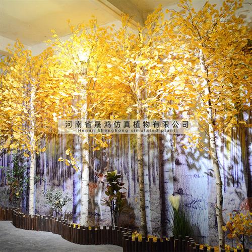 厂家仿真白桦树大型假树仿真桦树银杏树榕叶室内外装饰大树