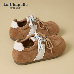 拉夏贝尔复古内增高德训鞋女2026春季新款百搭厚底休闲阿甘勃肯鞋
