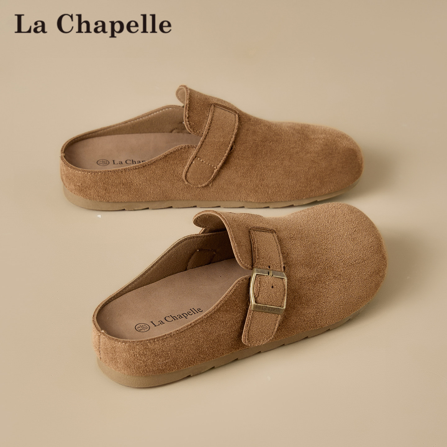 拉夏贝尔复古勃肯鞋女2026春季新款爆款懒人一脚蹬外穿包头半拖鞋