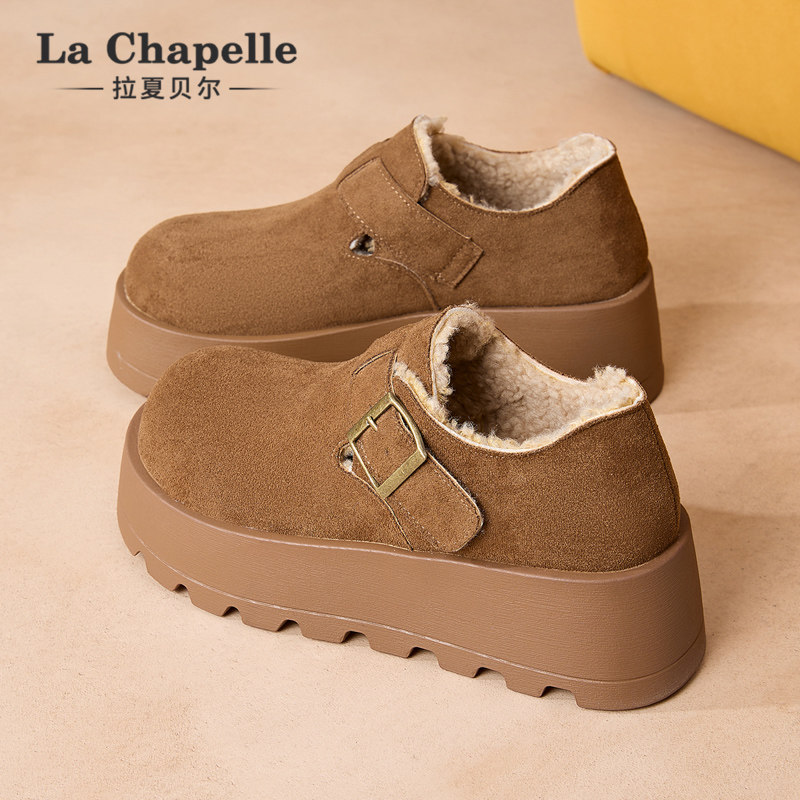 厚底休闲加绒乐福鞋子拉夏贝尔